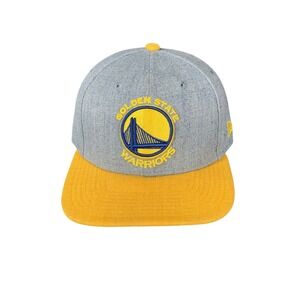 Golden State Warriors New Era 9FIFTY Snapback Gray Yellow NBA Flat Bill Hat Cap